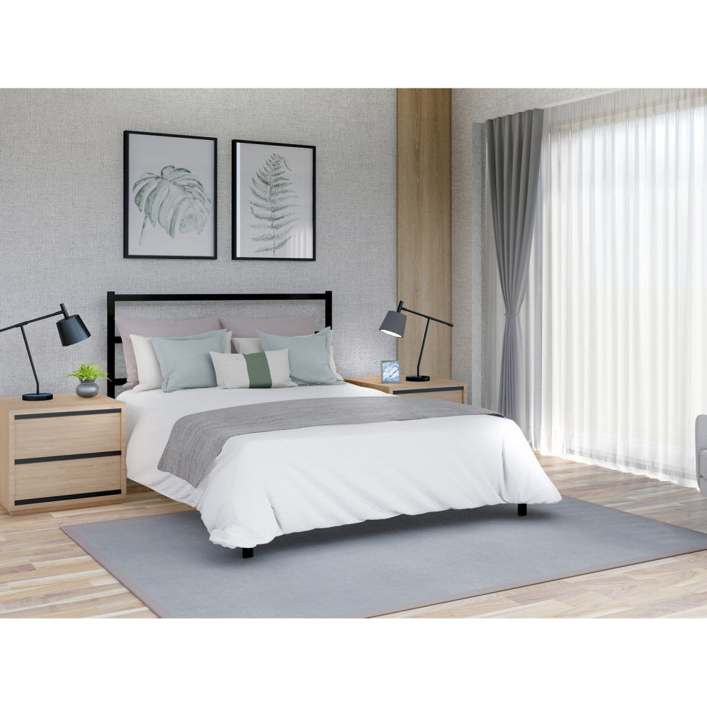 Fulton Queen Platform Bed, 5 Metal Legs, Bed, Powder Coating Black