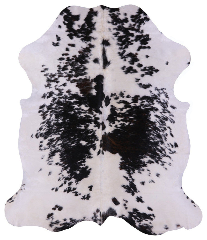7' 0" X 6' 2" Black and White Natural Cowhide Rug C2203