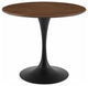 Modern Designer Room Round Dining Table, Wood Metal Steel, Black Walnut Brown