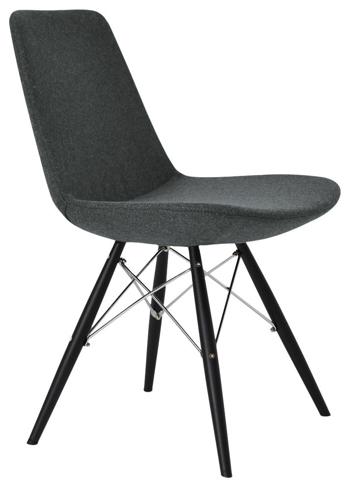 Eiffel Mw Dining Chair, Black Powder Steel Base, Dark Gray Camira Wool