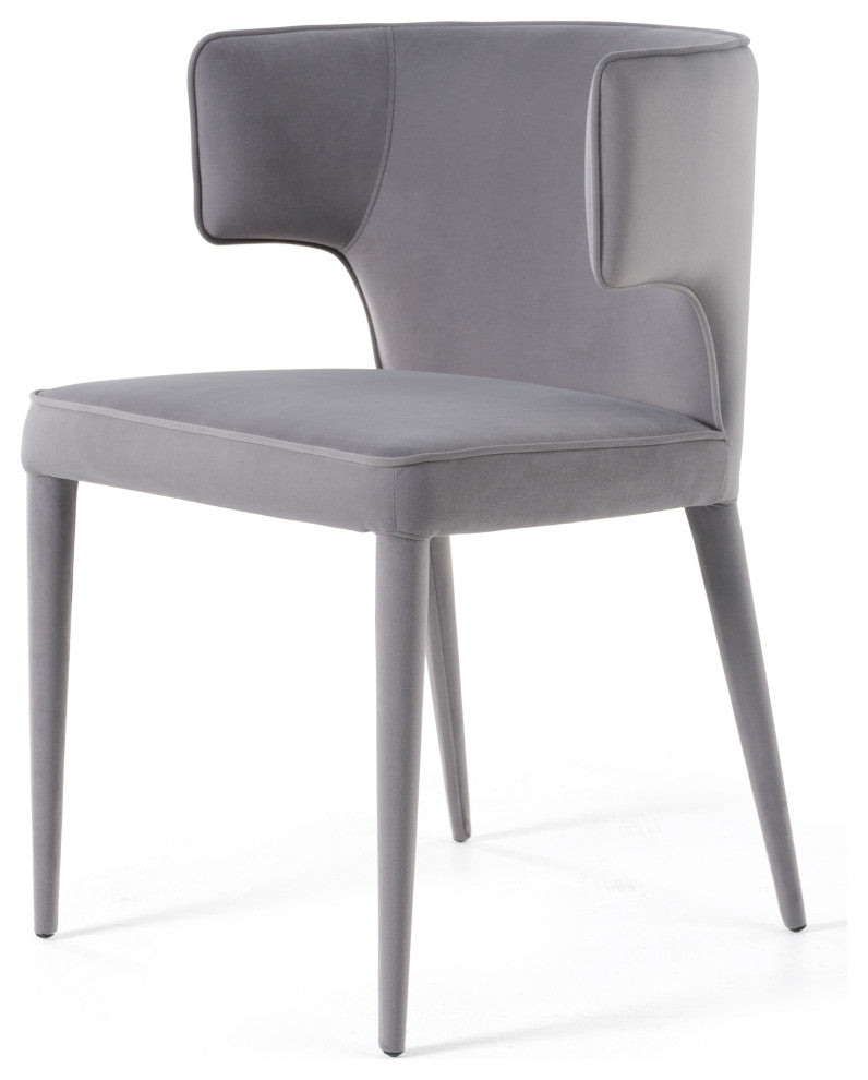 Modrest Lucero Modern Grey Velvet Dining Chair