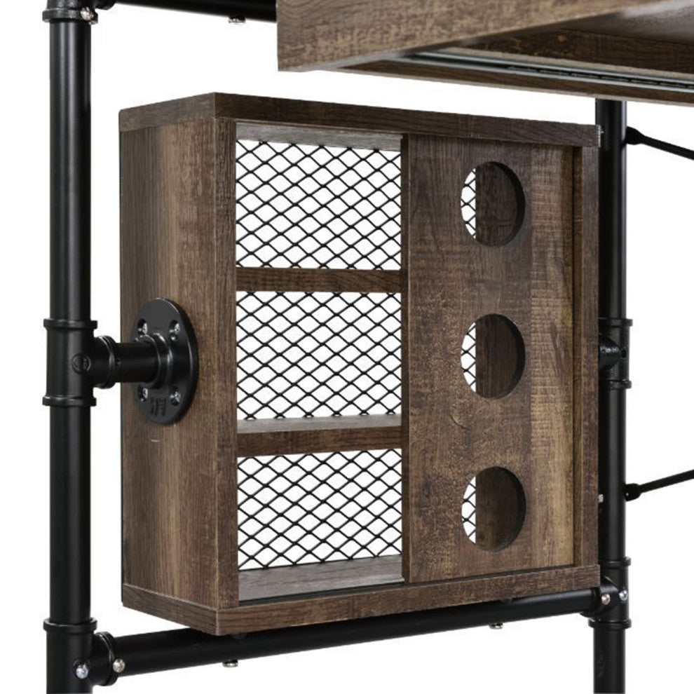 Metal Frame Writing Desk, Weathered Oak and Black