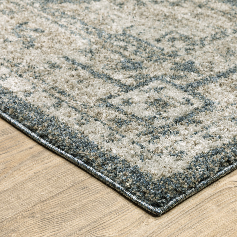 Alistair Star Medallion Blue/ Beige Indoor Area Rug, Blue, 6'7"x9'6"