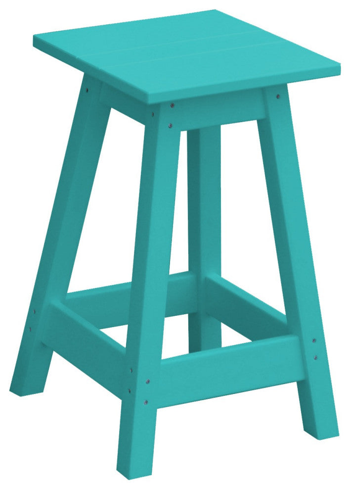 Poly Lumber Bar Stool, Aruba Blue, Dining Height, Square