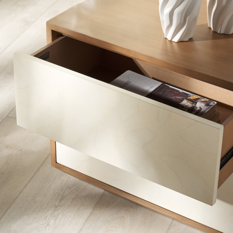 Safavieh Couture Edalina 2 Drawer Nightstand, Natural/White