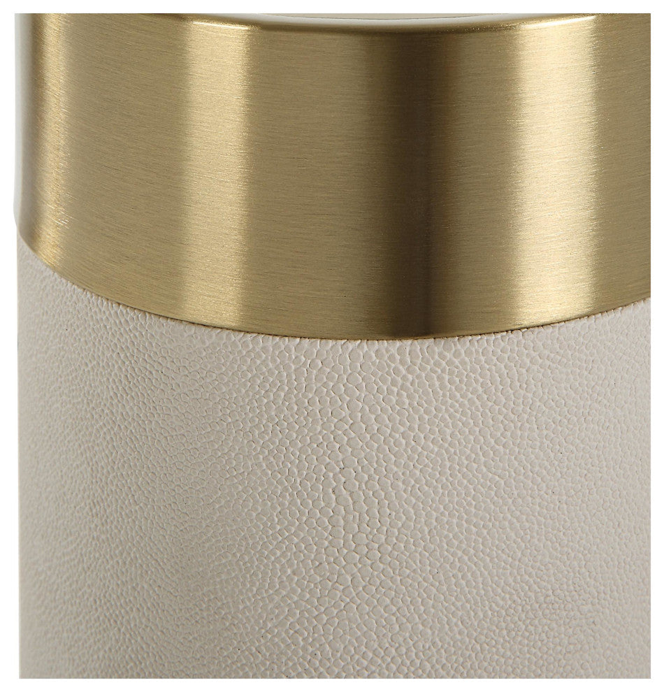 Uttermost 18100 Wessex Iron and Leather Table Pillar Candle - Antique Brushed