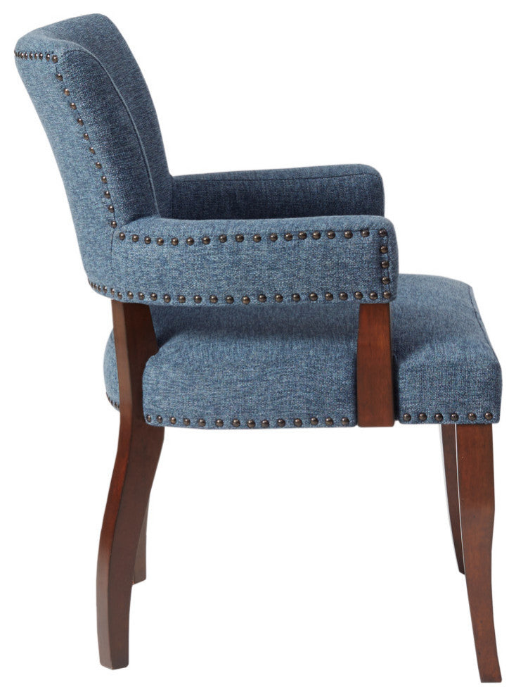 Madison Park Armed Transitional Dining Chair, Blue