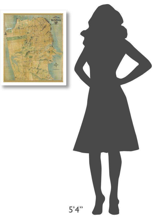 "The "Chevalier" Map of San Francisco" Print by August Chevalier, 21"x24"