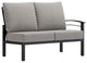 Stanford Cushion Outdoor Loveseat With Left Arm, Textured Pewter