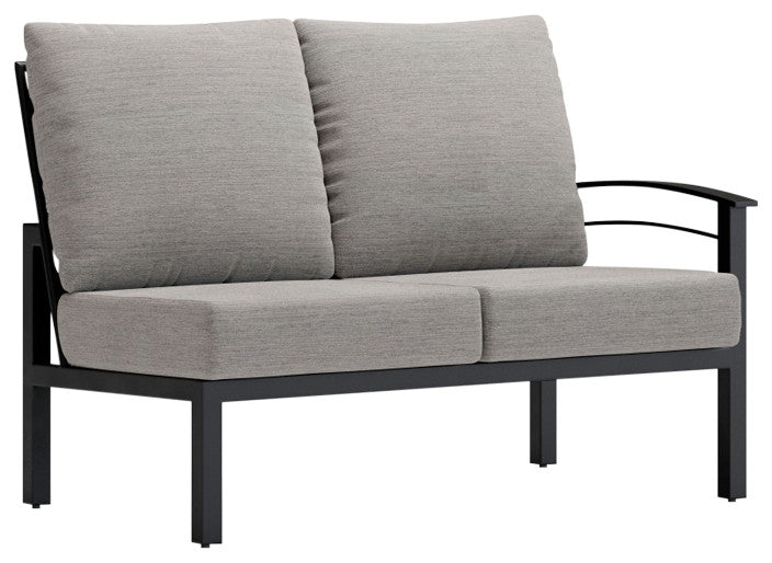 Stanford Cushion Outdoor Loveseat With Left Arm, Textured Pewter