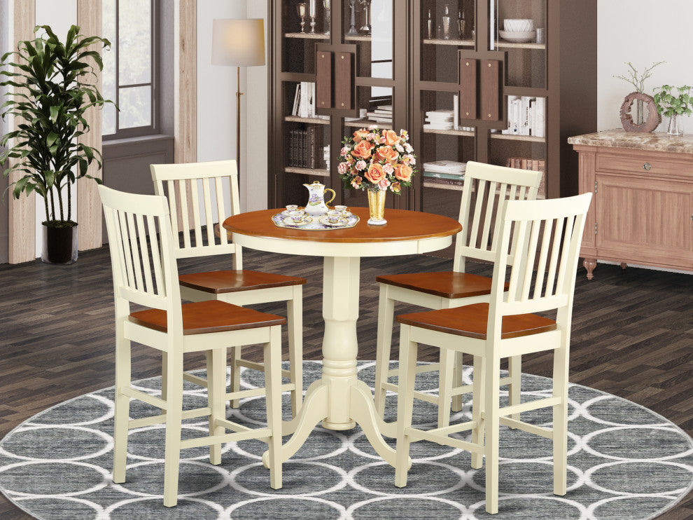5 Pc Counter Height Dining Set -Pub Table And 4 Kitchen Bar Stool