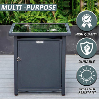 LeisureMod Walbrooke Patio Square Tank Holder, Black