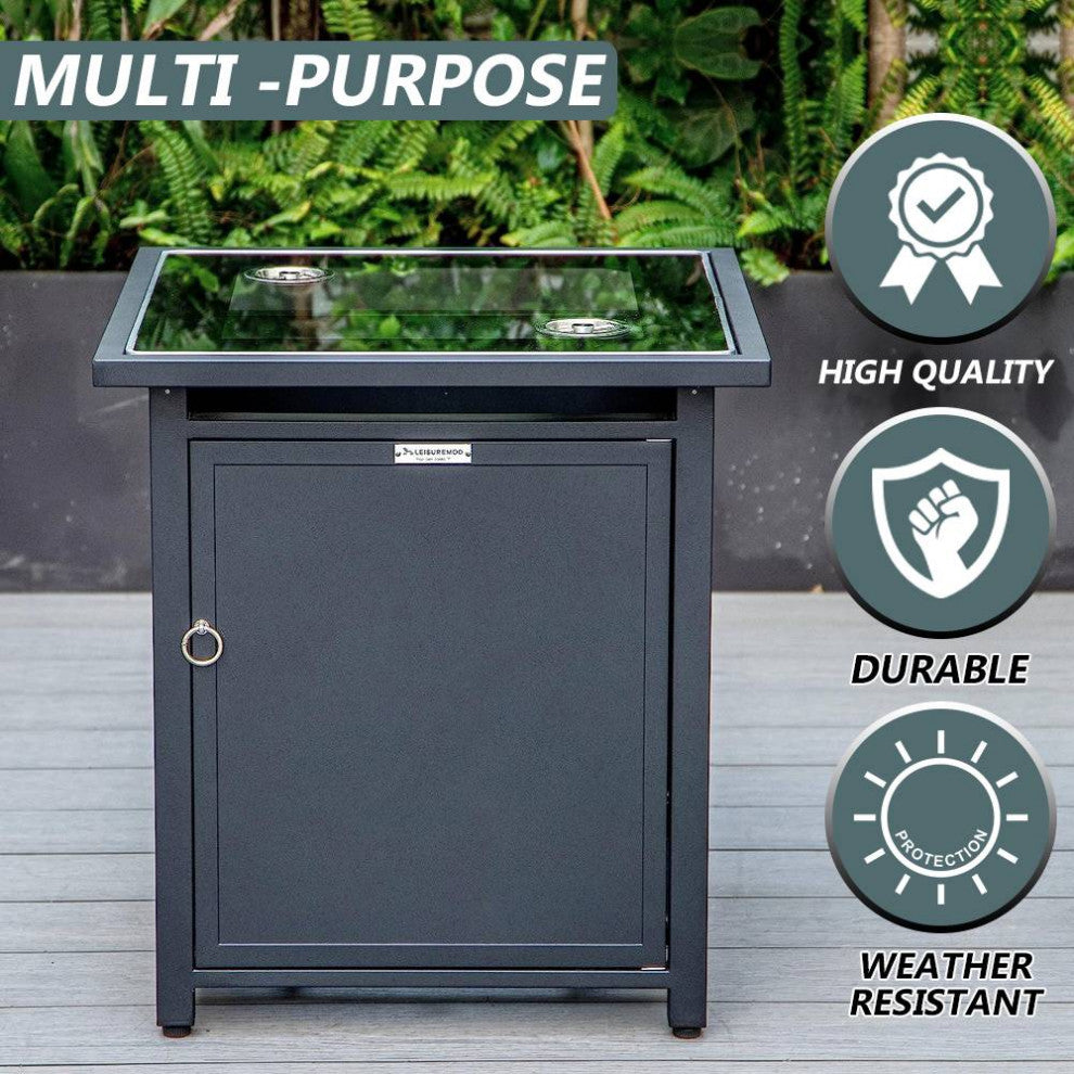 LeisureMod Walbrooke Patio Square Tank Holder, Black