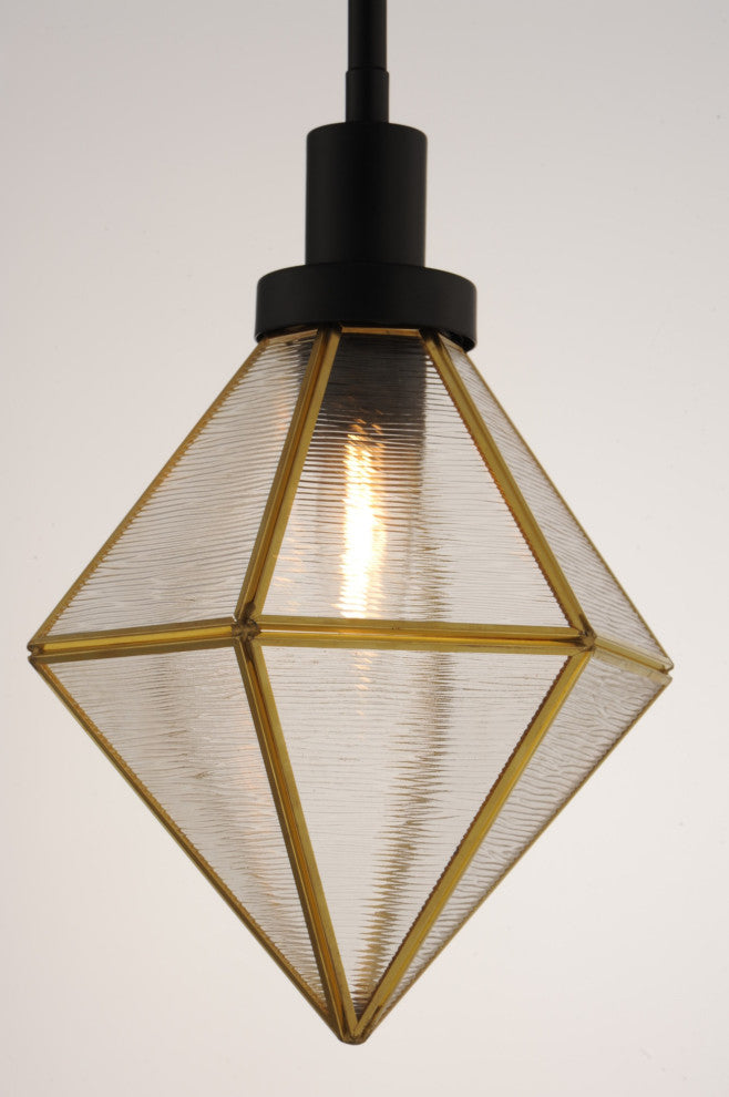 Maxim 11555 Adorn 8"W Mini Pendant - Black / Burnished Brass