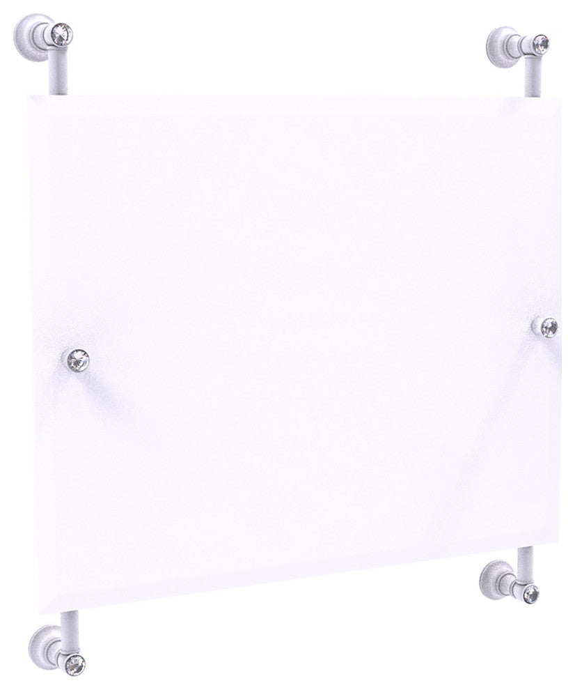 Carolina Crystal Landscape Frameless Rail Mounted Mirror, Matte White
