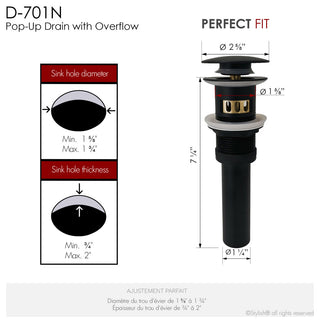 STYLISH Black Matte Pop-Up Bathroom Sink with Overflow Set of Two