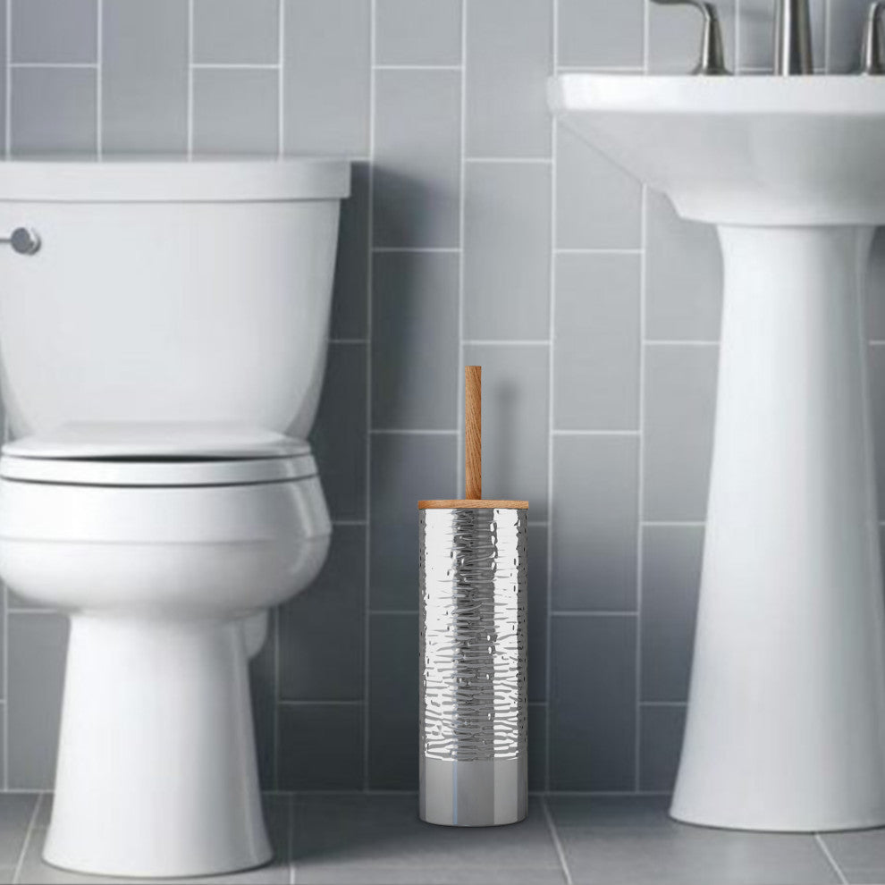 nu steel Round Shape Stainless Steel Toilet Brush Holder