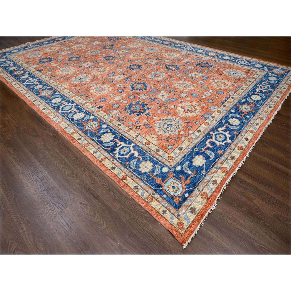 Knockout Orange Mahal Design Wool Hand Knotted Oversized Oriental Rug 12'x17'10"