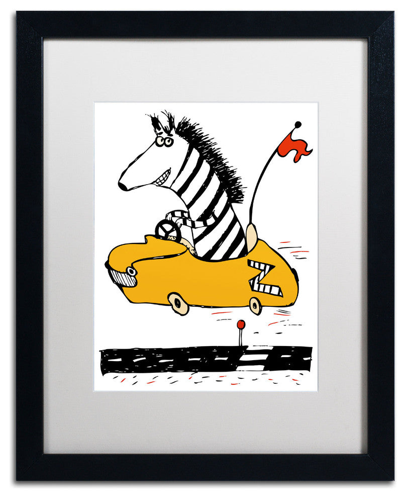 'Zippy Zebra' Matted Framed Canvas Art by Carla Martell