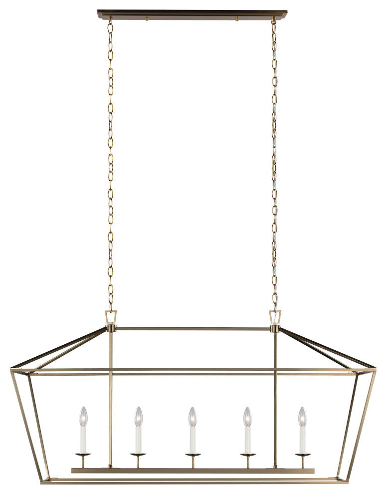 Dianna Five Light Medium Linear Chandelier, Satin Brass