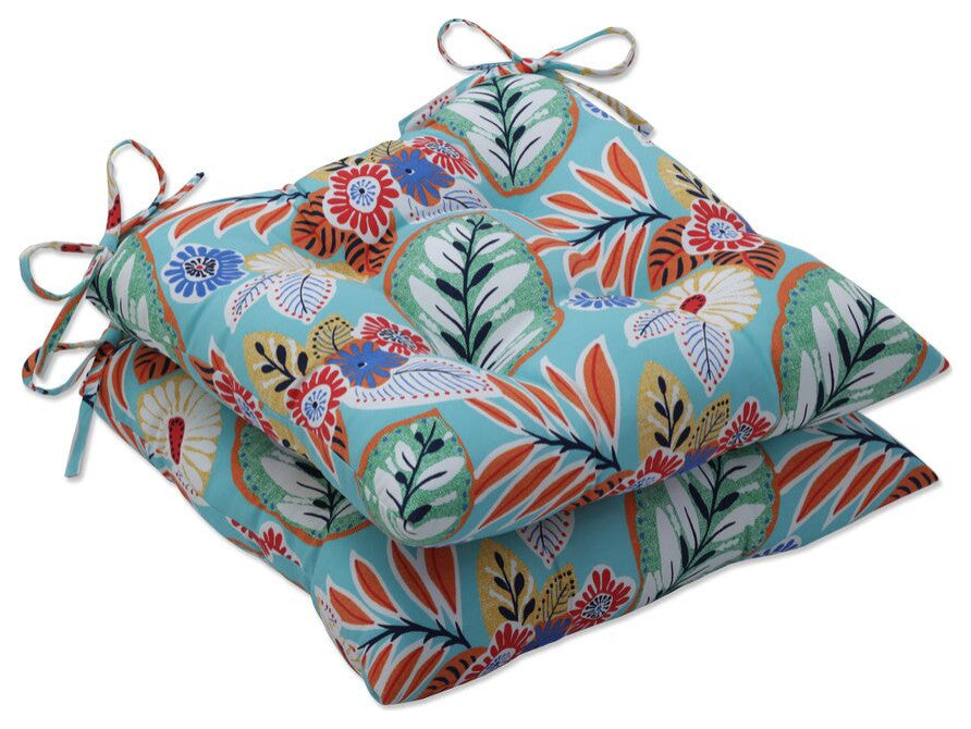Marlow Aqua Wrought Iron Seat Cushion, Set of 2