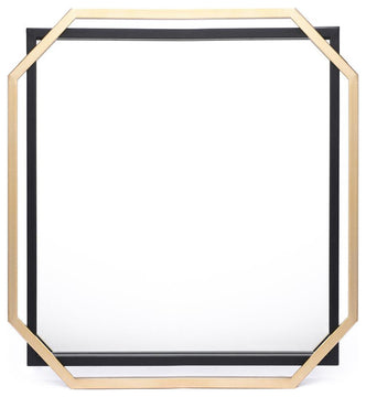 Gold and Black Metal Floating Frame Wall Accent Mirror