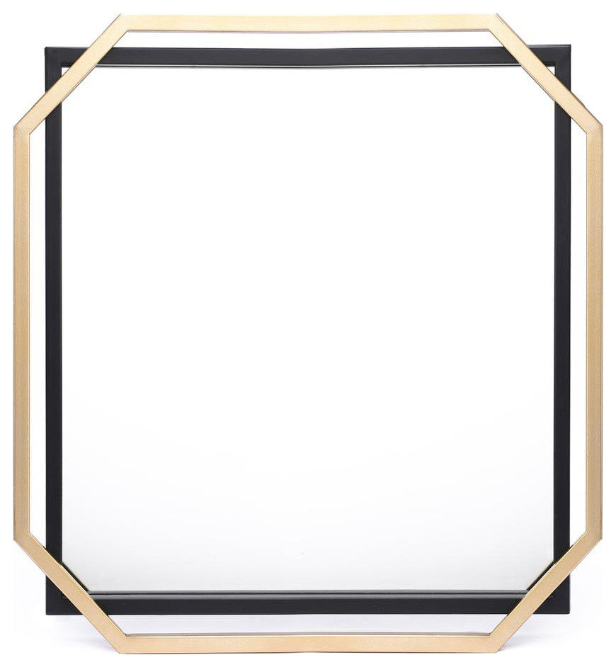 Gold and Black Metal Floating Frame Wall Accent Mirror