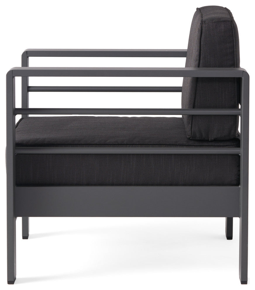 GDF Studio 7-Piece Coral Bay Outdoor Gray Aluminum Chat Set With Pair of Lounges