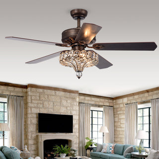 Pilette 52-Inch Ceiling Fan with Crystal Shade (Remote Controlled)