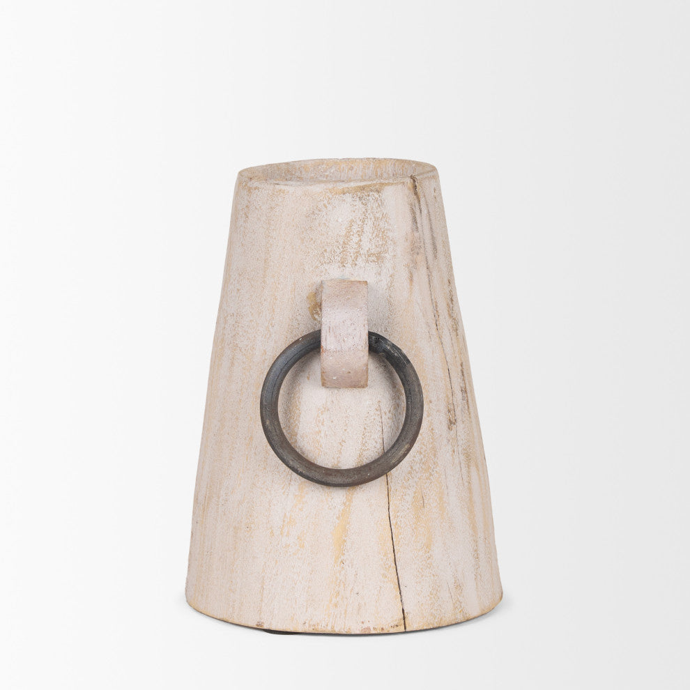 Monique Small Light Brown With Handles Wood Pot