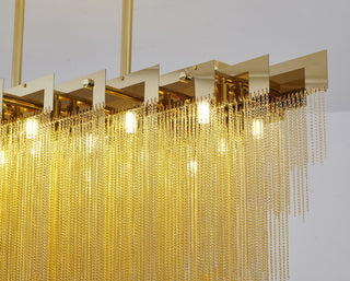 24-Light Gold Chandelier With Hanging Aluminum Chains