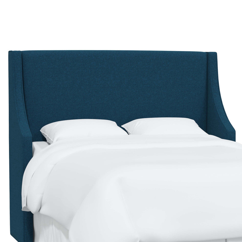 Fully Upholstered Wingback Headboard, Zuma Navy, Queen