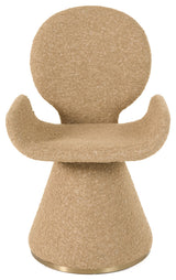 Modrest Neptune Contemporary Beige Fabric, Brushed Brass Dining Chair