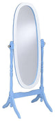 Pretty Pastel Blue and White Cheval Standing Oval Mirror