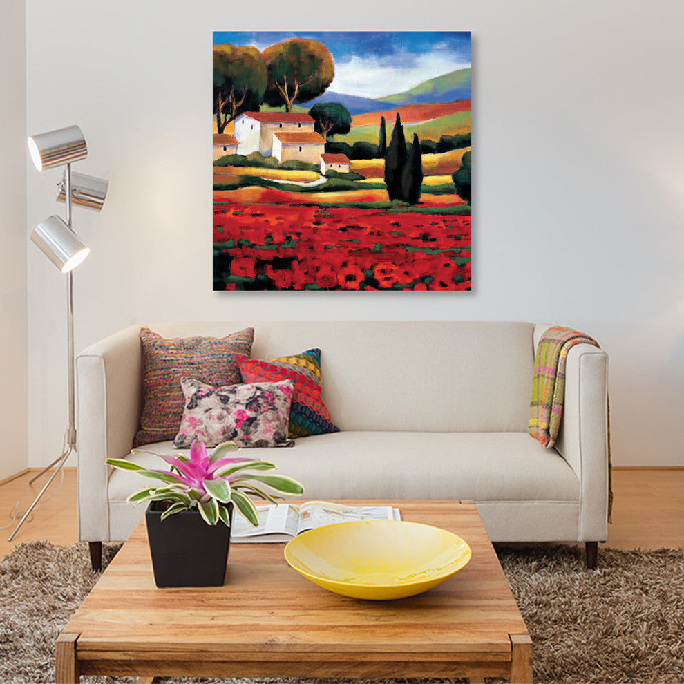 "Poppy Field II" by Janine Clarke, Canvas Print, 12"x12"