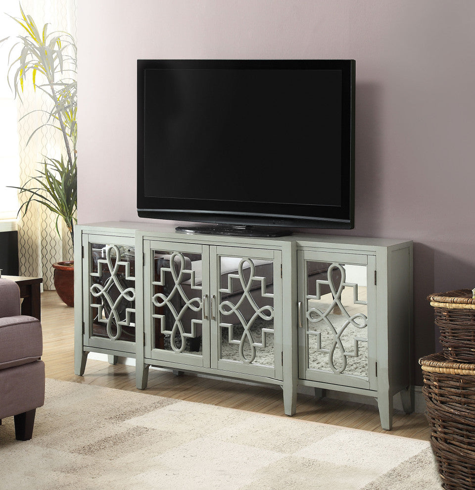 Antique Gray TV Stand with 4 Doors