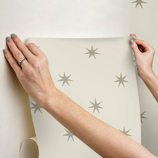 Wicker & Metallic Glint Star Splendor Peel & Stick Wallpaper