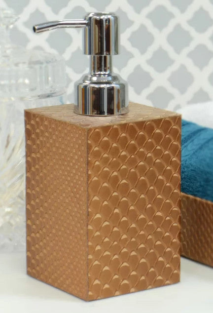 Genuine Leather Bathroom Soap/Lotion Dispenser, Golden Brown