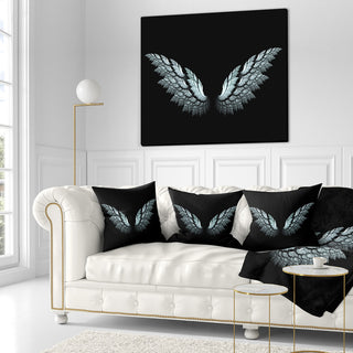 Angel Wings On Black Background Abstract Throw Pillow, 16"x16"