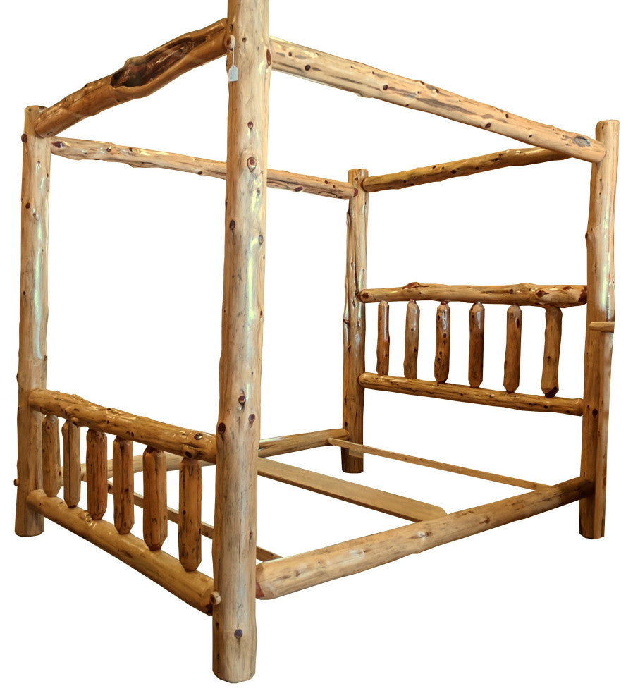 Red Cedar Log Canopy Bed, King