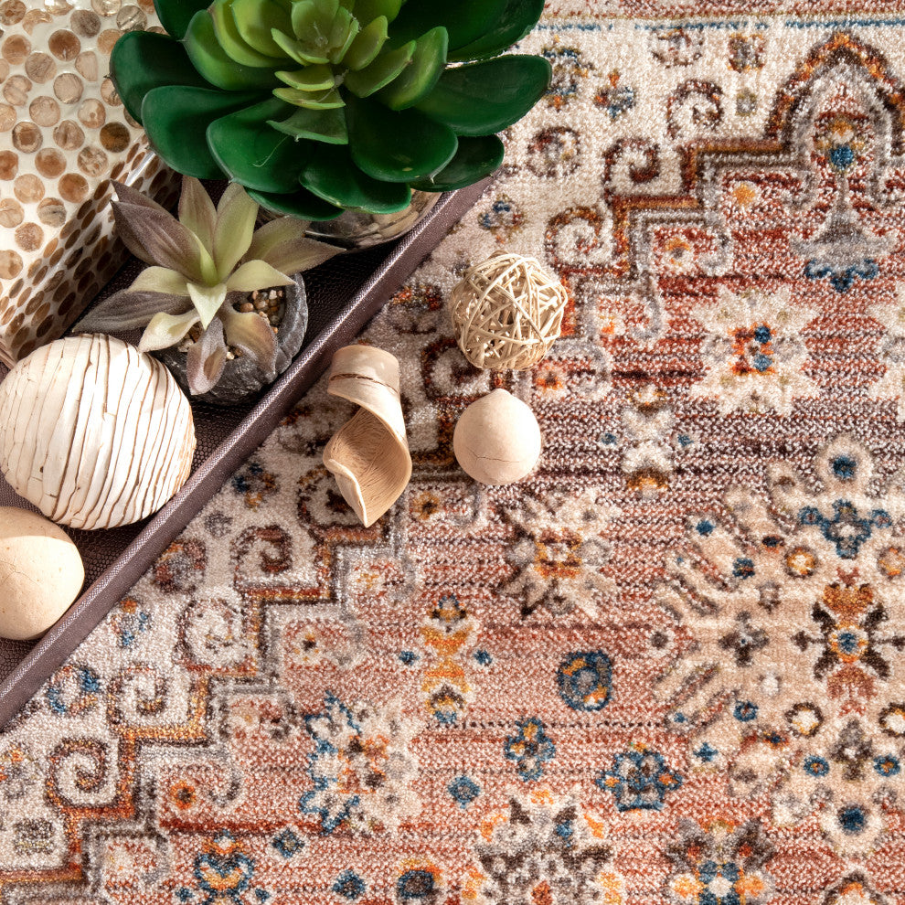Nuloom Farley Medallion Fringe Area Rug, Khaki 2'6"x10'