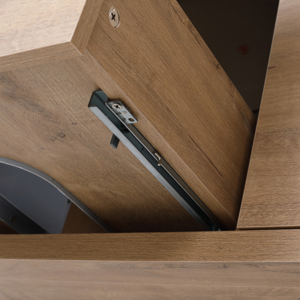 Bathroom Vanity With White Resin Top and Basin, Imitative Oak, 48x18