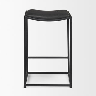 Taniel Black Leather With Black Metal Counter Stool