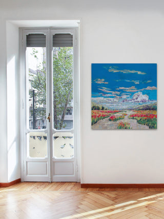 "Poppy Path VI" Painting Print on Wrapped Canvas, 40x40