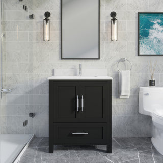 Boulder 30" Single Bathroom Vanity, Espresso With Engineered Stone Top