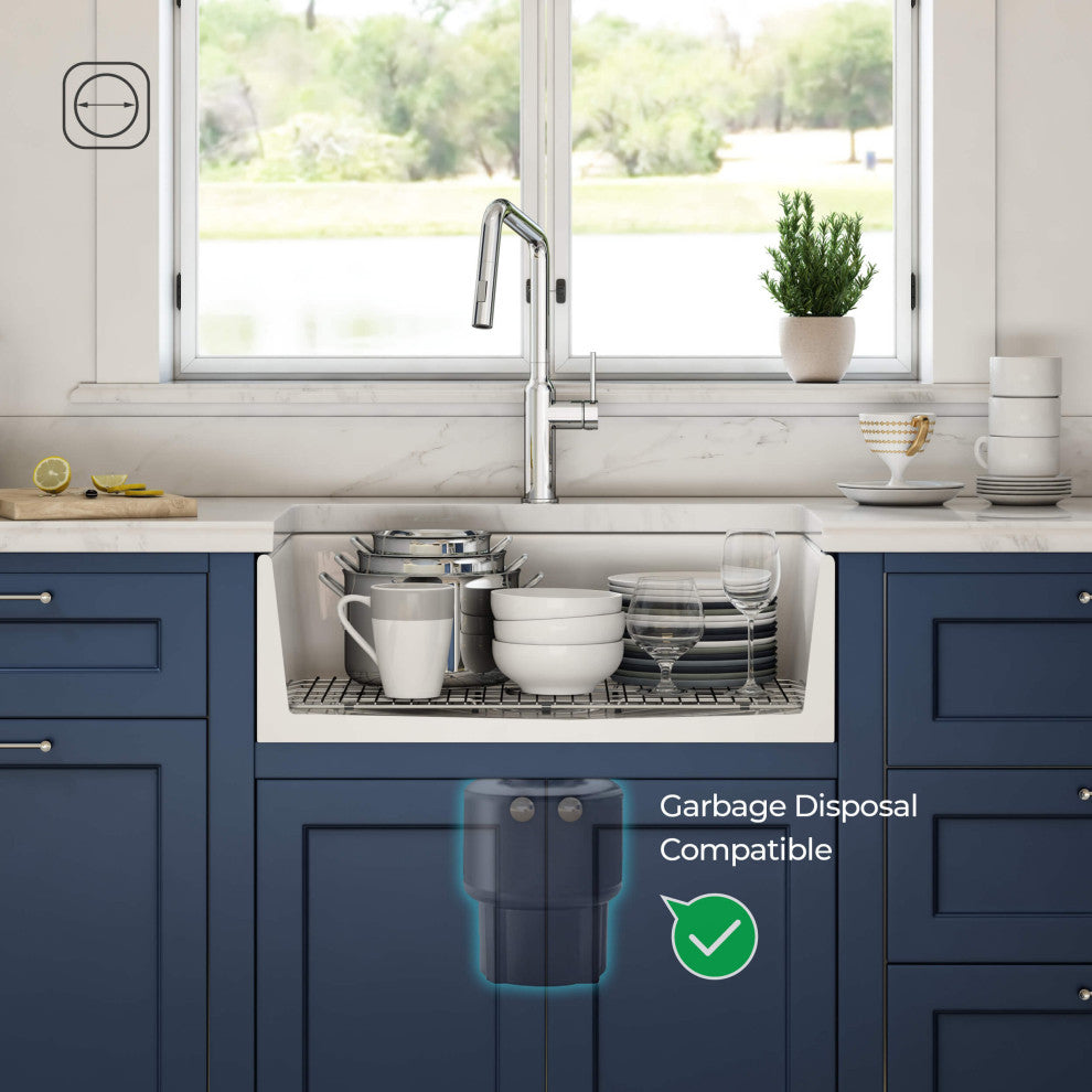 Pure 24" Fireclay Farmhouse Apron Front Kitchen Sink