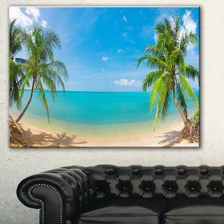 "Tropical Beach With Coconut Trees" Canvas Print