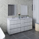 Fresca Formosa Modern 72" Rustic White Double Sink Vanity Set, Faucet Fft9151ch