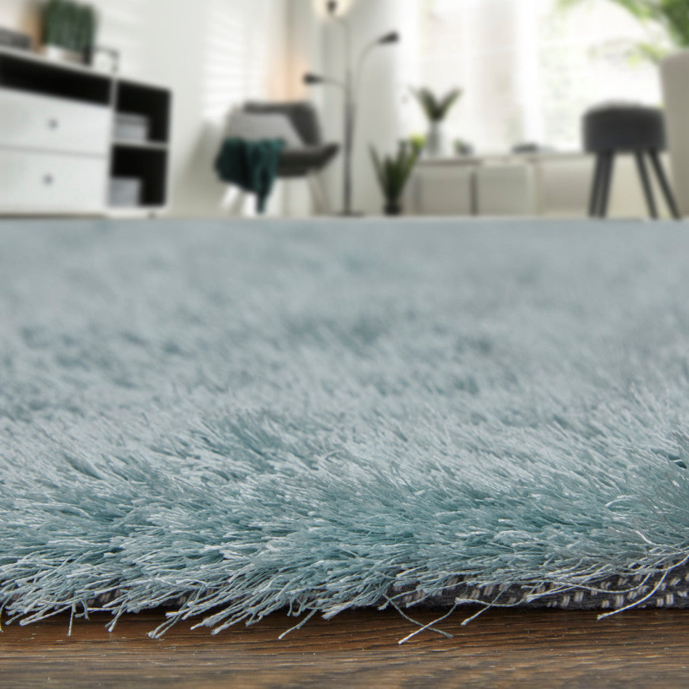 Weave & Wander Armada Plush Shag Rug, Light Aqua, 4'9"x7'6"