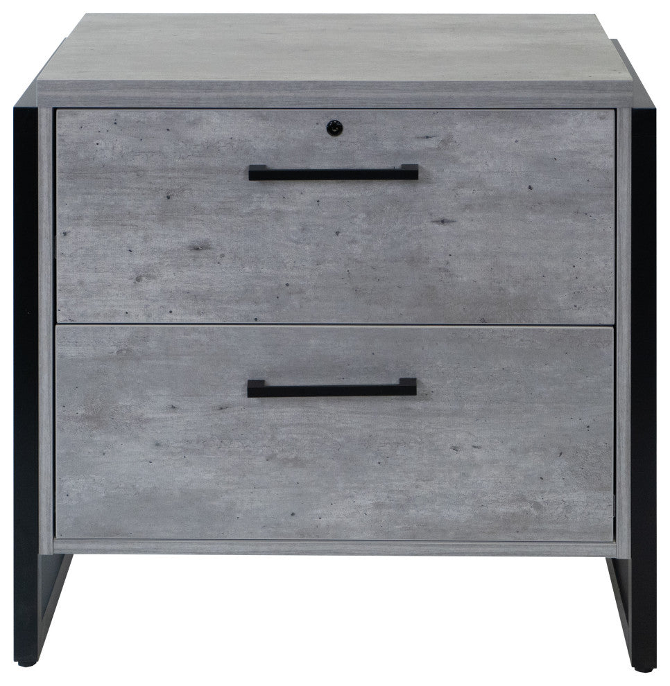 Modern Wood Laminate Lateral File Drawer, Fully Assembled, Concrete Gray